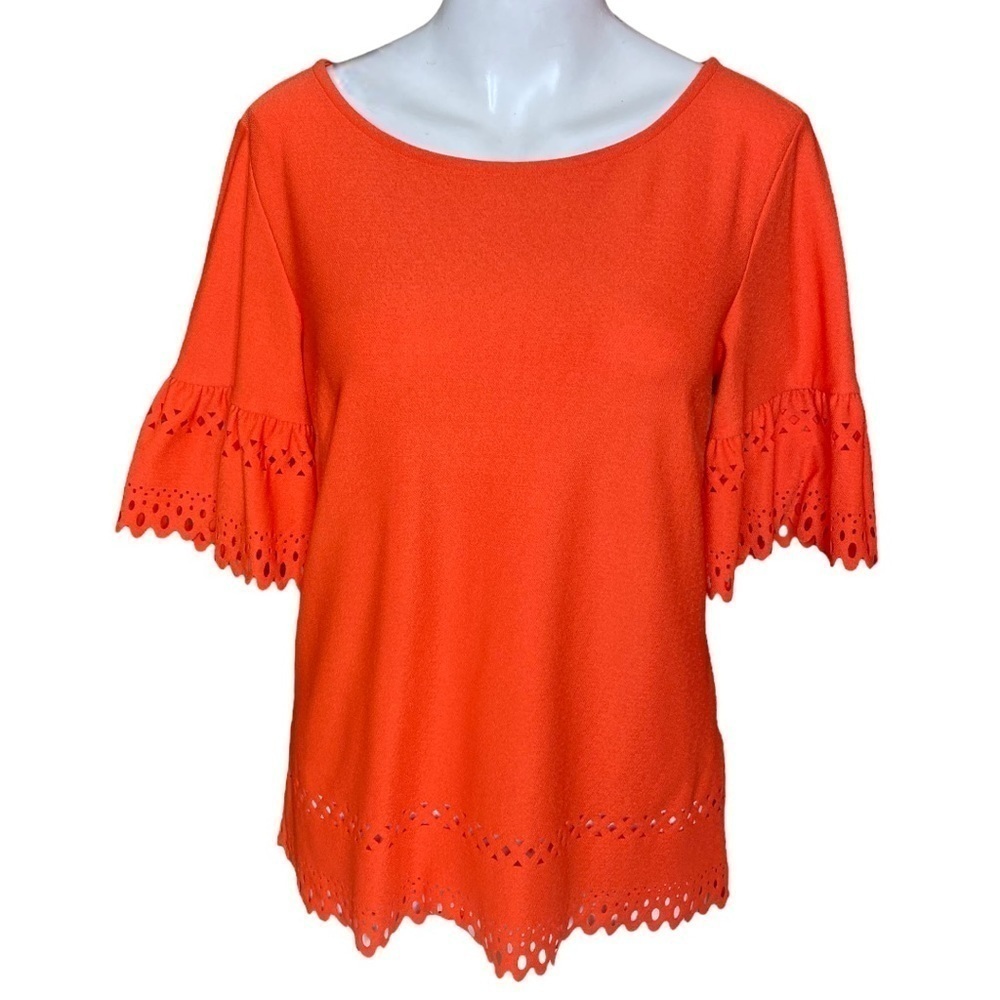 Banana Republic Top Laser Cutouts Orange Size S